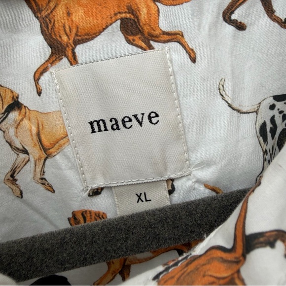 The Leandra Shirred Yoke Blouse by Maeve I Anthropologie XL Dog Print Shirt Top - Picture 4 of 5
